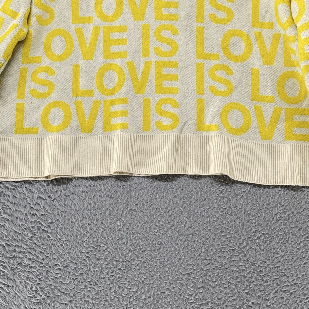 Spiritual Gangster Sweater Womens Large Yellow Love Is Love Graphic Cashmere - Picture 10 of 13